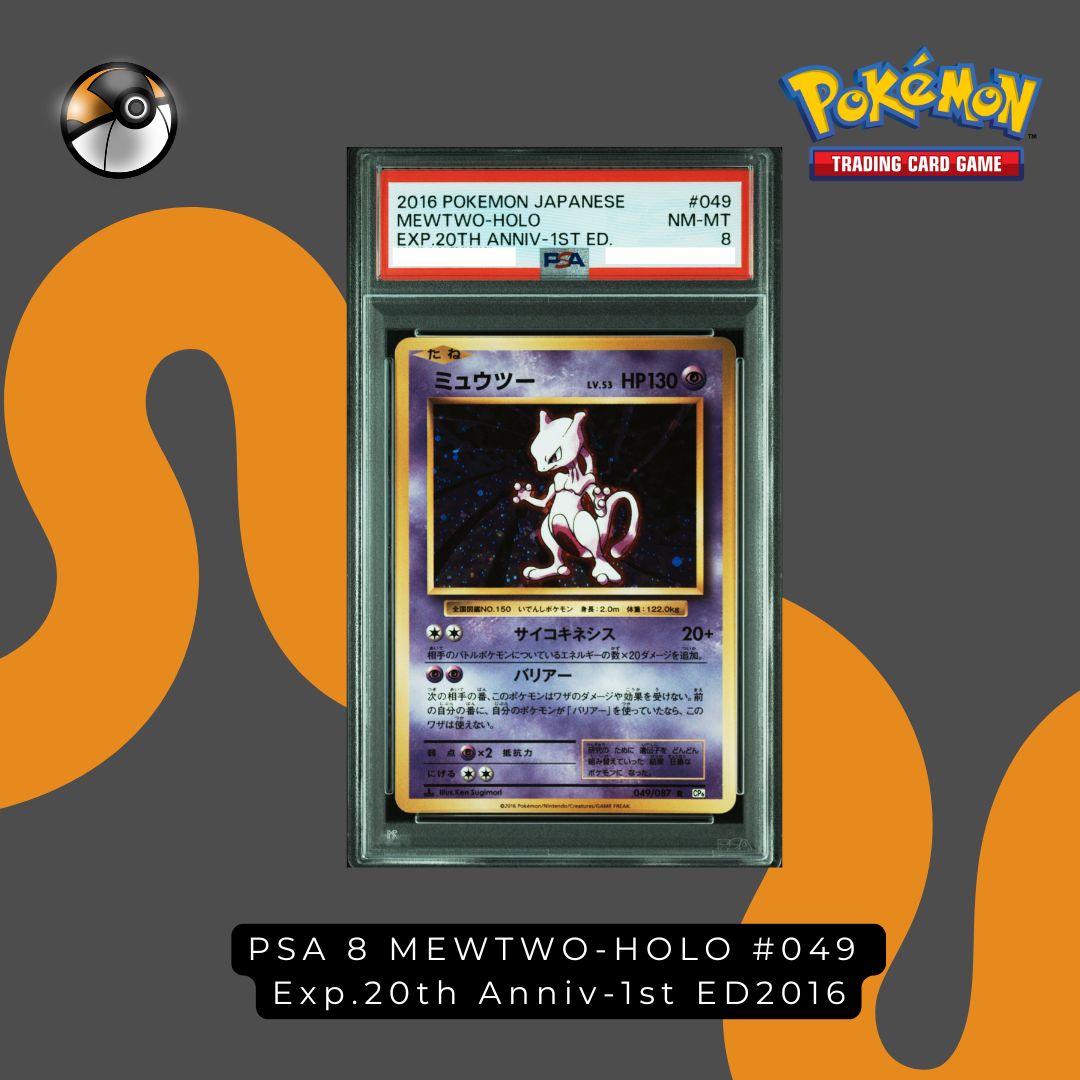 PSA 8 MEWTWO-HOLO #049 Exp.20th Anniv-1st ED2016