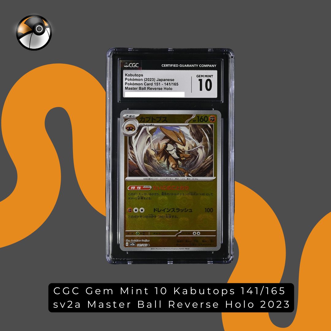 CGC Gem Mint 10 Kabutops 141/165  sv2a Master Ball Reverse Holo 2023